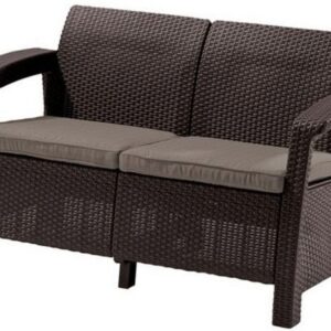 Dārza dīvāns divvietīgs Corfu Love Seat brūns