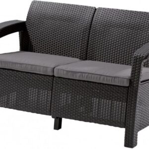 Dārza dīvāns divvietīgs Corfu Love Seat pelēks