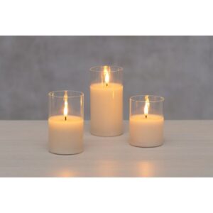 Finnlumor LED 3D sveču kompl.stikla gl.(10,12.5 un 15 cm),b.