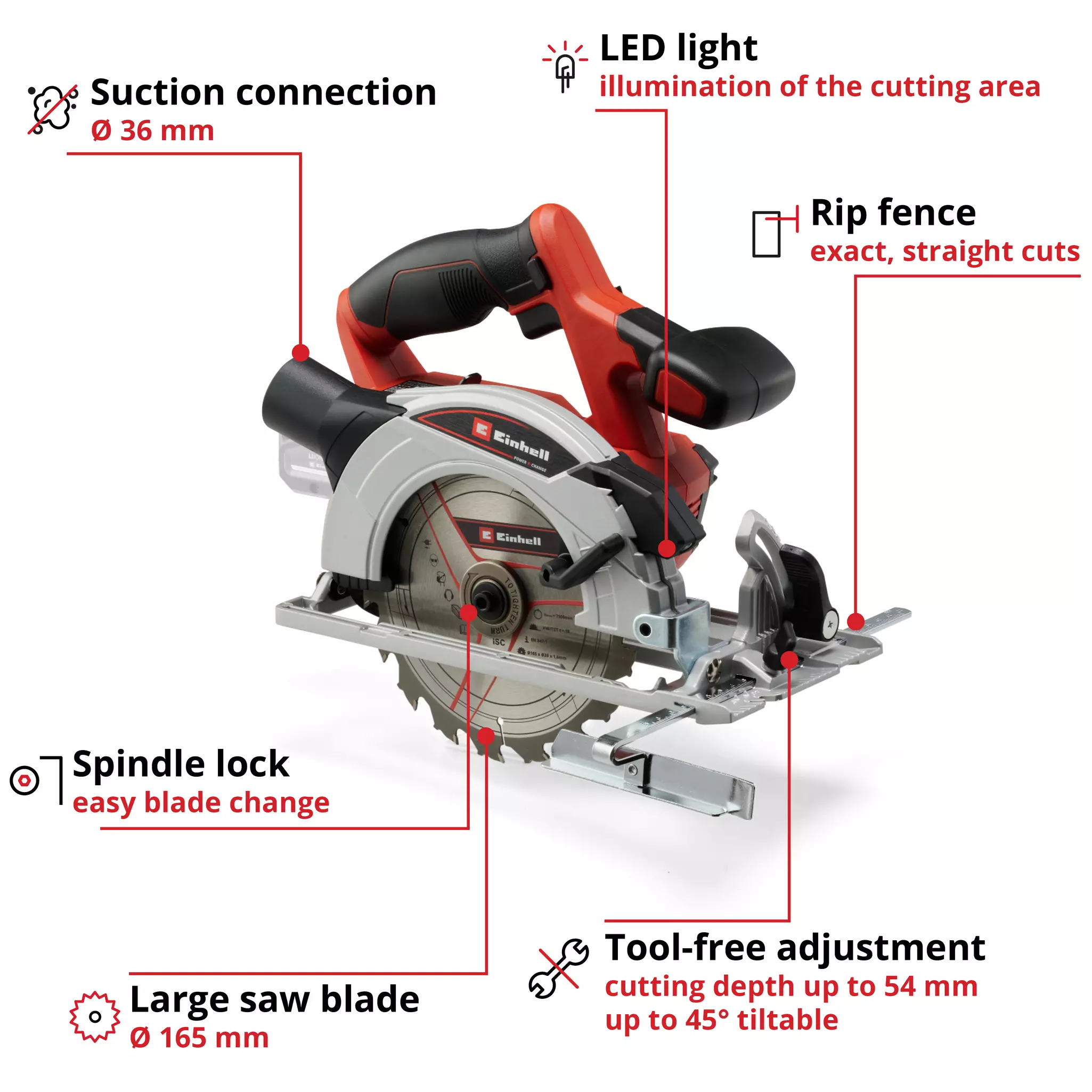 Einhell Akumulatora ripzāģis TE-CS 18/165 Li Solo - Image 2