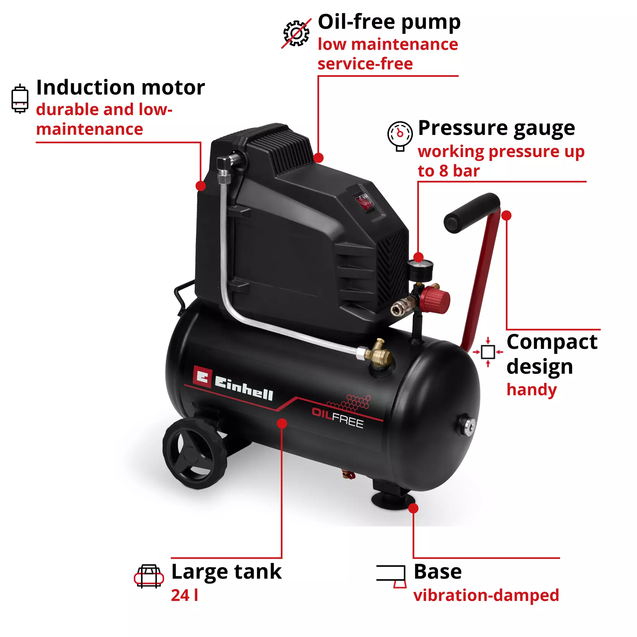 Einhell Gaisa kompresors TE-AC 190/24/8 l OF - Image 2